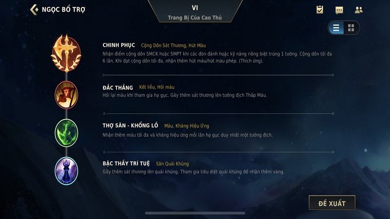 Bảng bổ trợ đi rừng của Vi