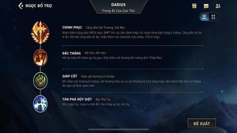 Bảng bổ trợ đi đường baron của Darius