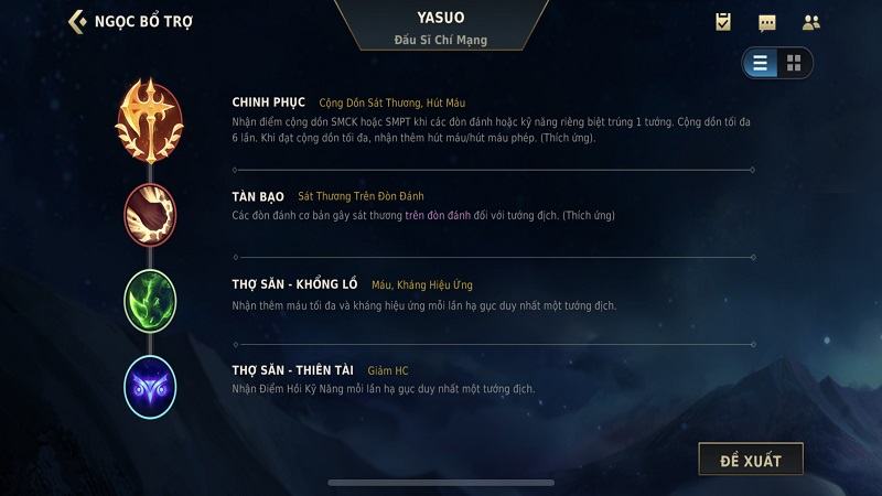 Bảng bổ trợ Carry của Yasuo