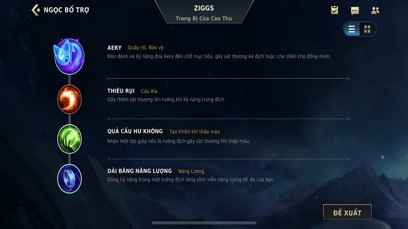 Bảng bổ trợ đi mid của Ziggs